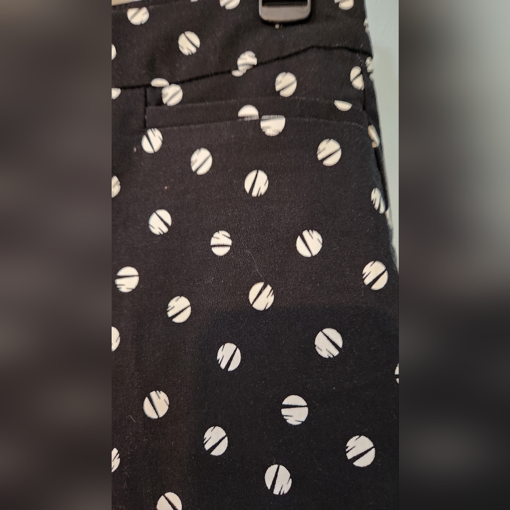 Women's Chico's Palazzo Wide Leg Black Briggitte w/ White Polka Dots 2R U.S. 12R - Picture 3 of 8